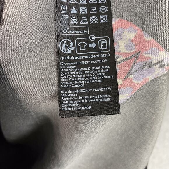 AllSaints Shirt Mens XS Black Ikuma Breakup Short Sleeve Camp All Over Print - Picture 10 of 10